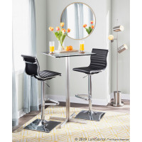 Lumisource BT-FUJISQ SS+GL Fuji Contemporary Square Bar Table in Stainless Steel with Clear Glass Top